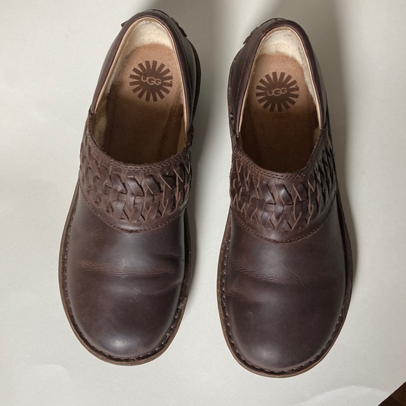 UGG Anila Leather Wool Lined Clogs Comfort Shoes US Size 9 - Picture 6 of 15